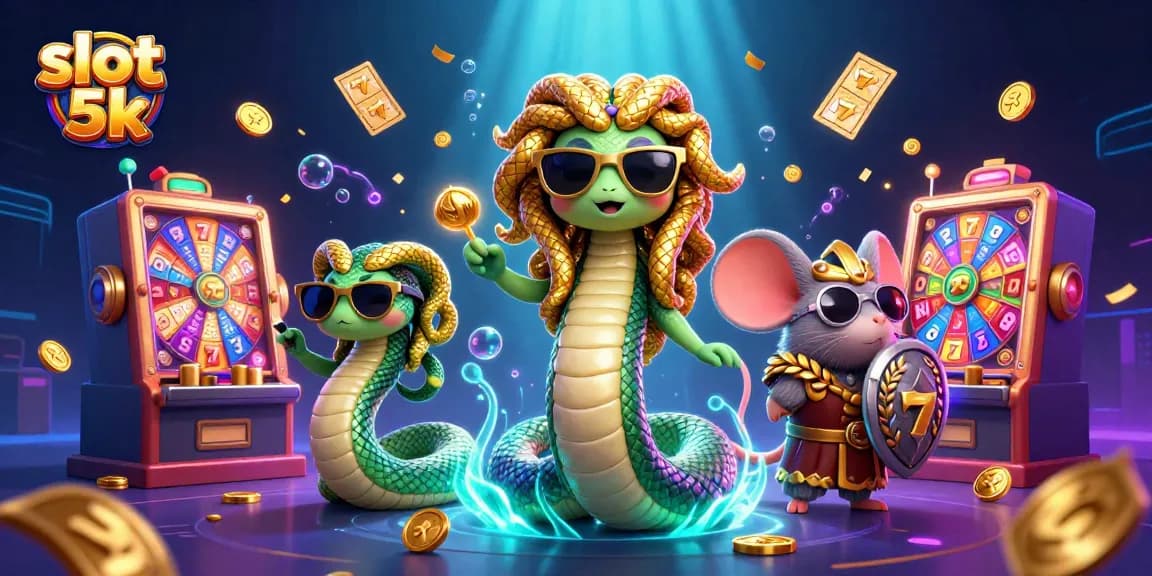 Experience exciting slot 5k games with vibrant reels and jackpot counters in a lively casino scene.