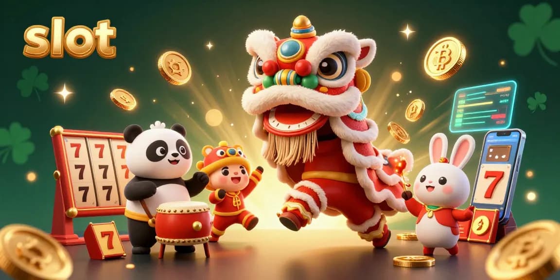 Spin the slots with joyous characters in a vibrant 3D casino illustration, enhancing your gaming experience.