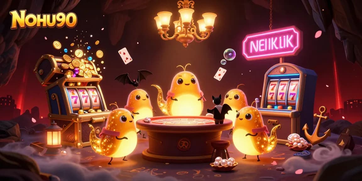 Experience thrilling jackpots and vibrant games at NOHU90's exciting cave casino with glowing elements.
