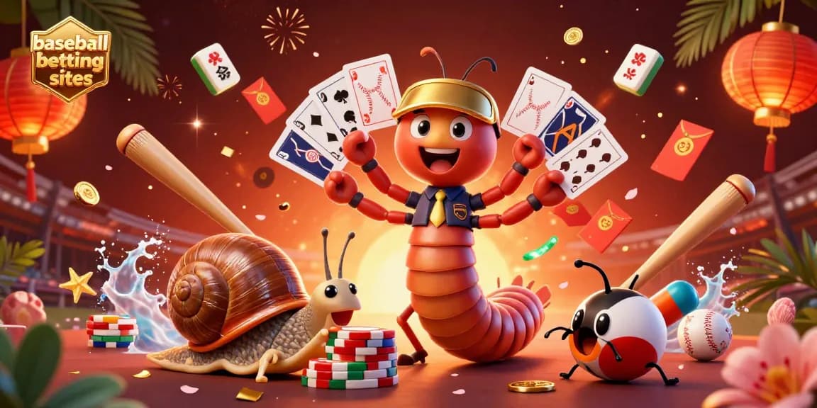 Engage with baseball betting sites featuring vibrant casino-themed 3D characters and dynamic elements.