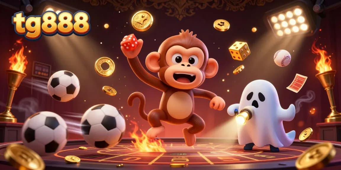 Engage in thrilling gameplay at tg888 with a mischievous ghost monkey juggling golden winnings.