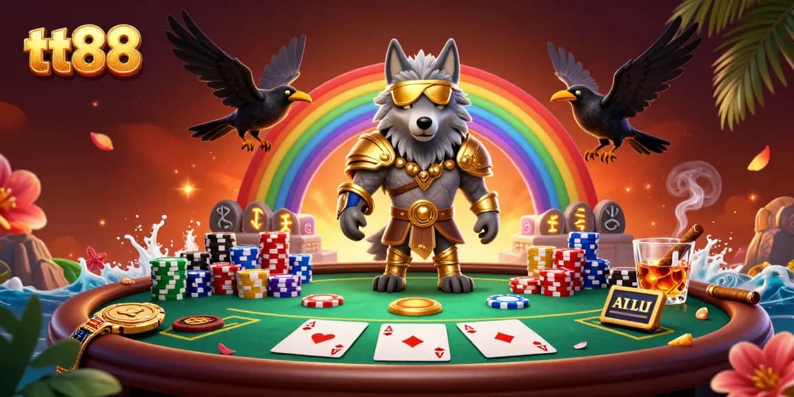 Engage in thrilling gameplay with tt88, featuring Odin and ravens in a vibrant casino scene.