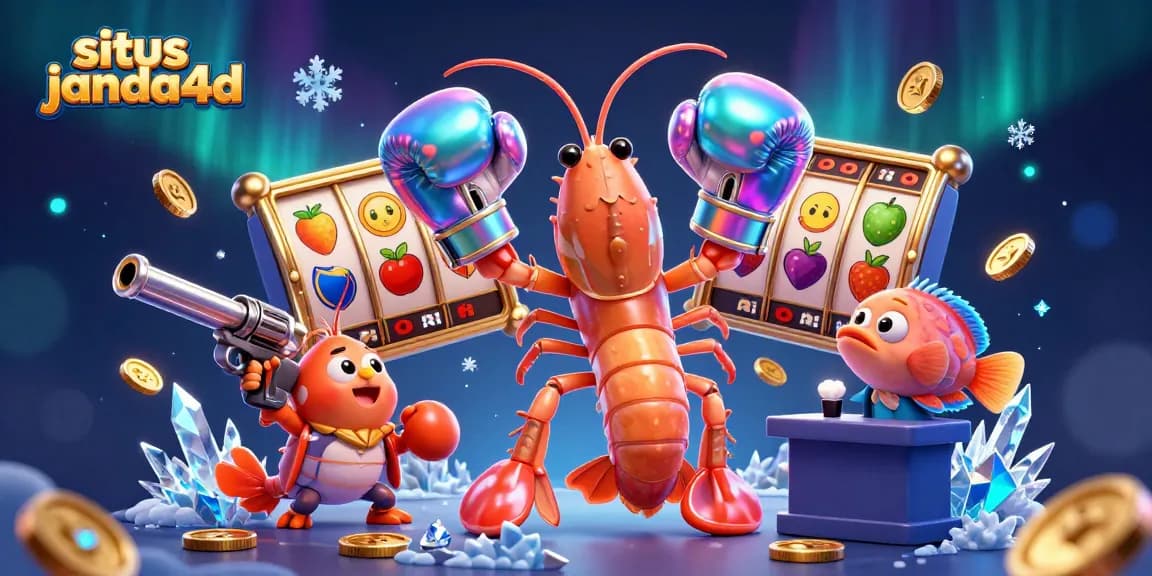 Permainan seru di situs janda4d dengan reel slot, koin emas, dan karakter kartun menarik untuk pengalaman gaming.
