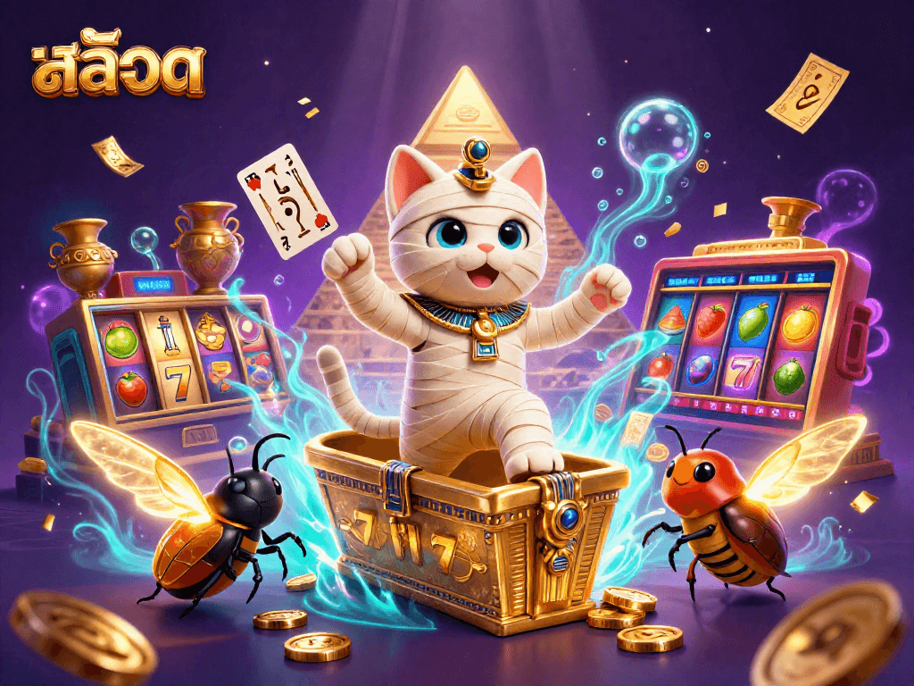 Spin the reels with สล็อต in colorful jackpot dreams surrounded by golden casino elements.