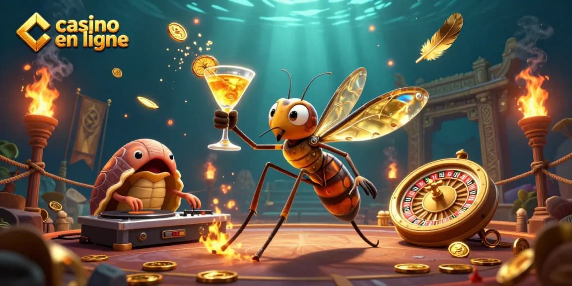 Vivez l'excitation du casino en ligne avec une animation illustrée captivante.
