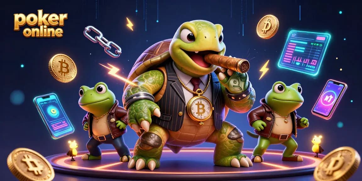 Profitez des sensations du poker en ligne avec cette scène dynamique remplie de personnages fascinants et d'éléments de jeu captivants.