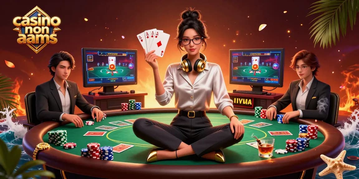 Gioca a giochi entusiasmanti nei casino non aams con un giocatore professionista che si gode un setup di poker.