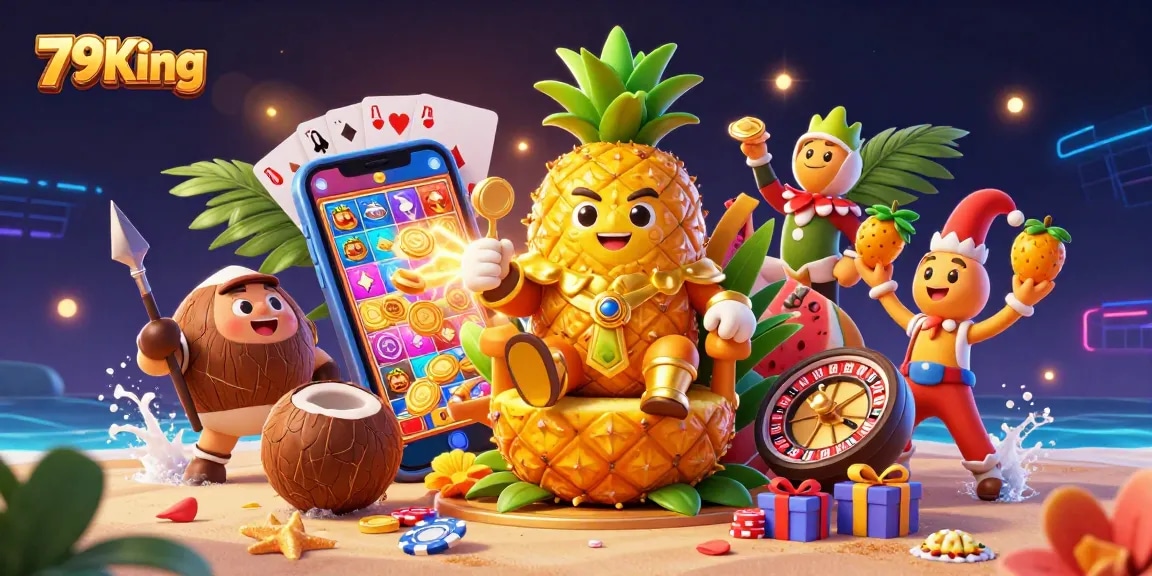 Experience the colorful thrill of 79King's casino with exciting slot games and vibrant characters.