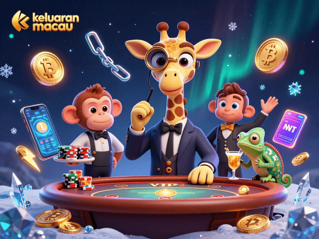 Bet on keluaran macau with vibrant casino characters and dynamic gaming elements in a colorful scene.