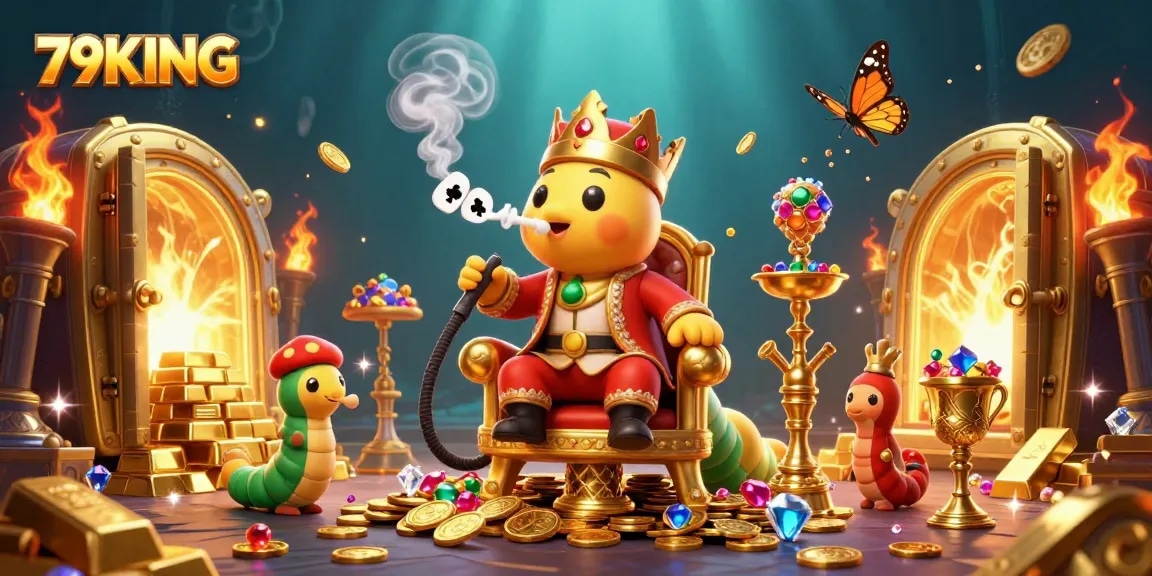 Experience thrilling gameplay with 79KING in this vibrant casino scene featuring rich illustrations.
