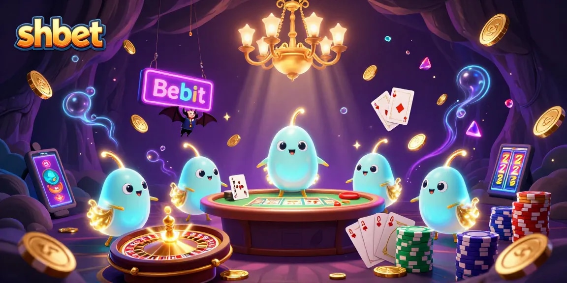 Win big with shbet as glowworms illuminate a vibrant cave casino scene.