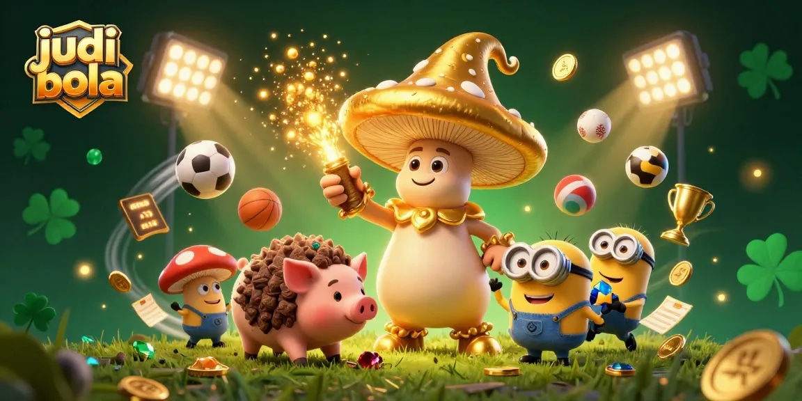 Experience thrilling judi bola action with magical wizards and vibrant sports elements in this dynamic scene.