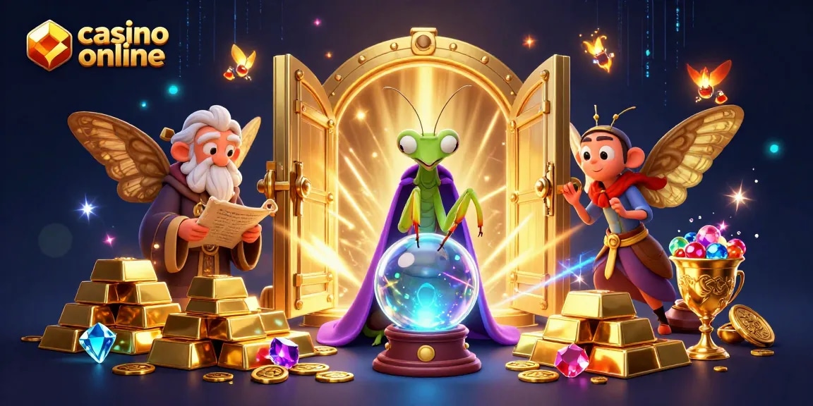 Scopri i migliori giochi nei casinò online con questa illustrazione unica e vibrante che rappresenta una scena magica.