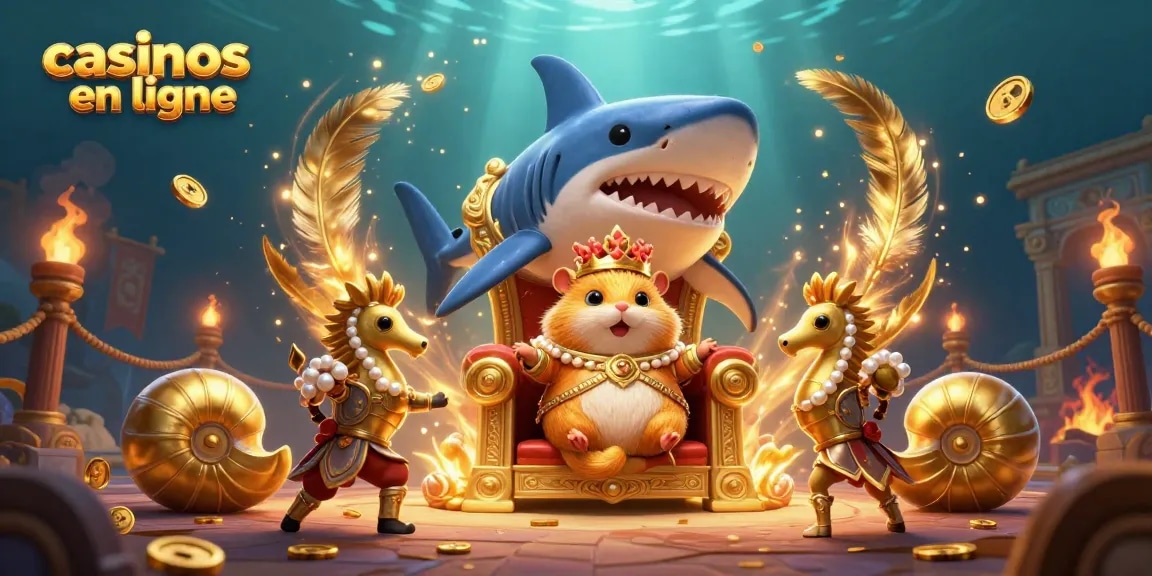 Découvrez les casinos en ligne avec un roi hamster doré, gardes hippocampes et éléments de jeu captivants.