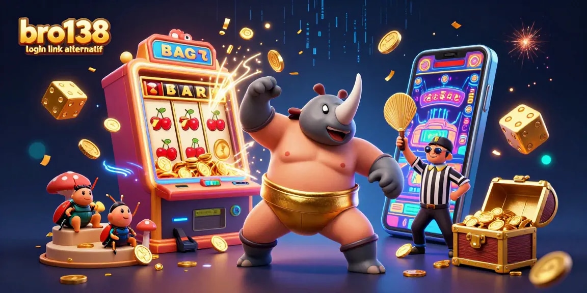 Engage with bro138 login link alternatif for a thrilling experience featuring colorful casino elements and dynamic characters.