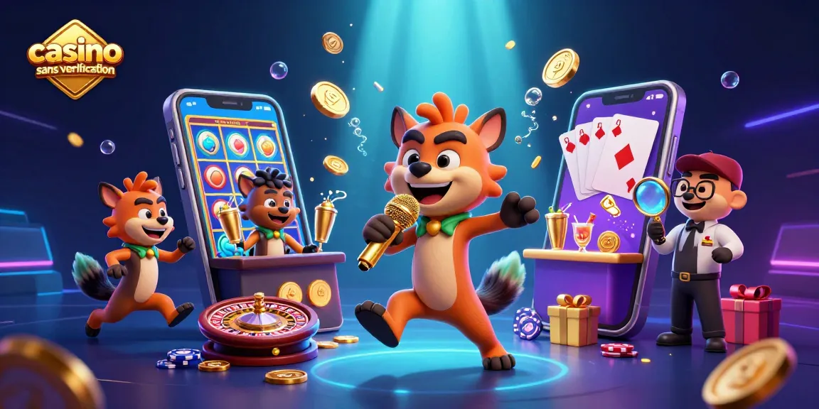 Jouez dans un casino sans vérification avec des hyènes animées dans une scène ludique.
