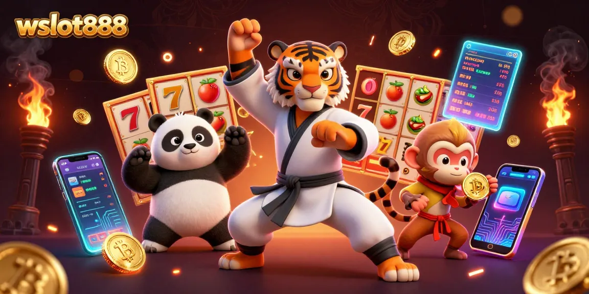 Menangkan permainan kasino di wslot888 dengan simbol slot berkilau dan karakter menarik.