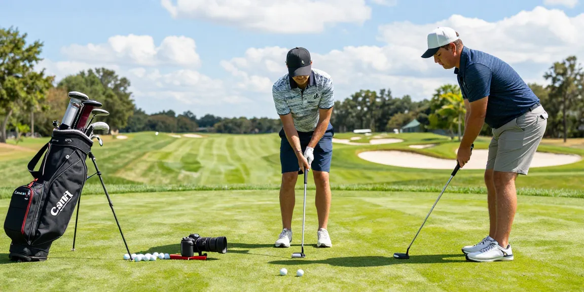Latihan putting di lapangan golf untuk pemula dengan https://puttperfection.com/putter-reviews dan peralatan profesional.