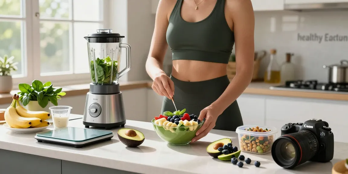 Preparing a nutritious meal in a bright kitchen showcasing the best calorie tracking apps for healthy eating in 2026.