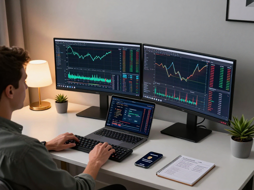 MetaTrader 5 官网的加密货币交易工作空间，显示实时交易图表和市场分析，强调技术和安全。