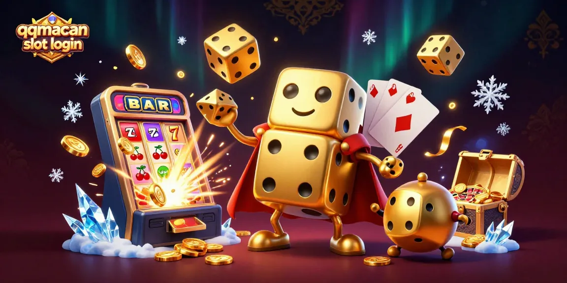 Experience winning action with qqmacan slot login in this vibrant casino-themed illustration.