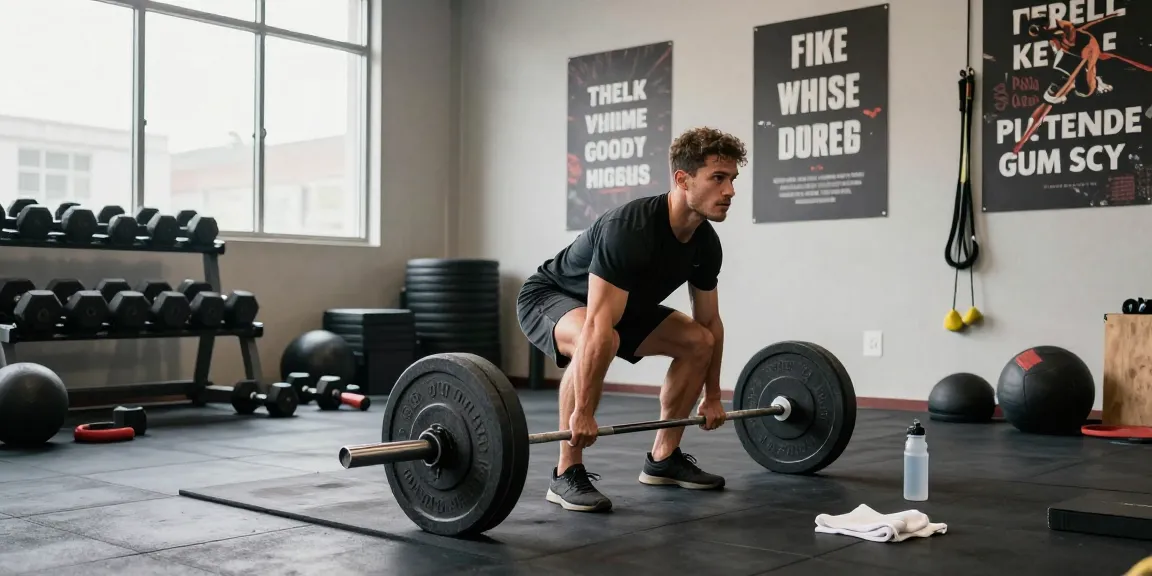 Athlete lifting weights in the Deus Medical Shop gym, showcasing dedication and strength.
