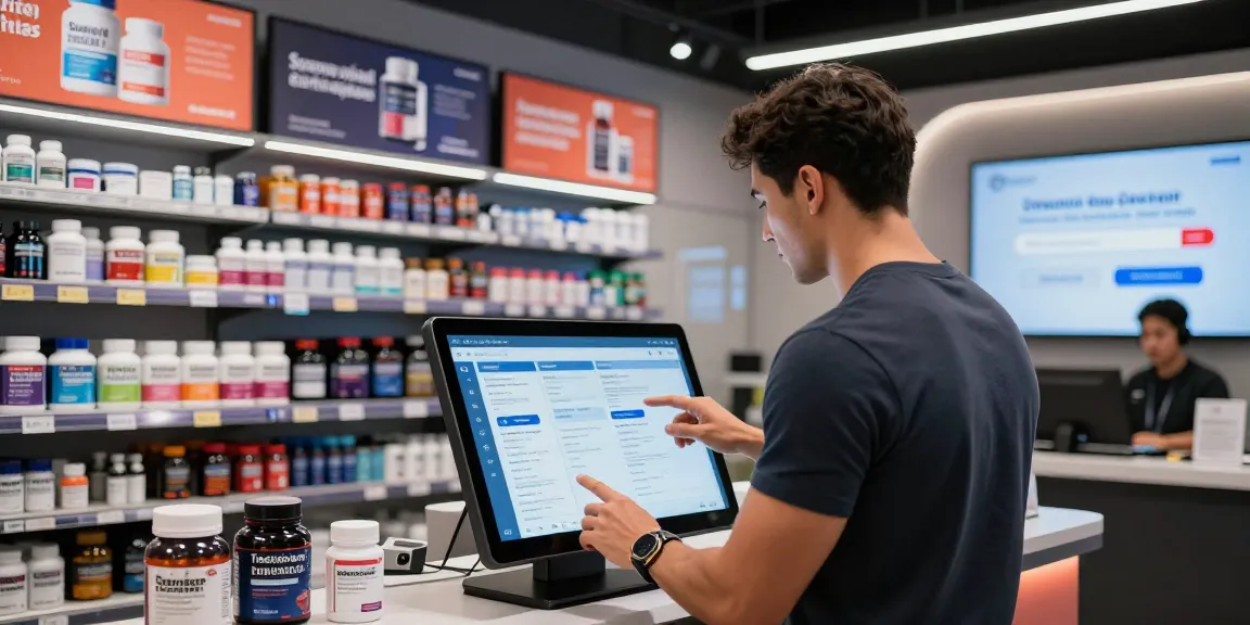 Shopping at the Astera Steroids Shop showcasing various labeled steroid products in a bright, modern environment.