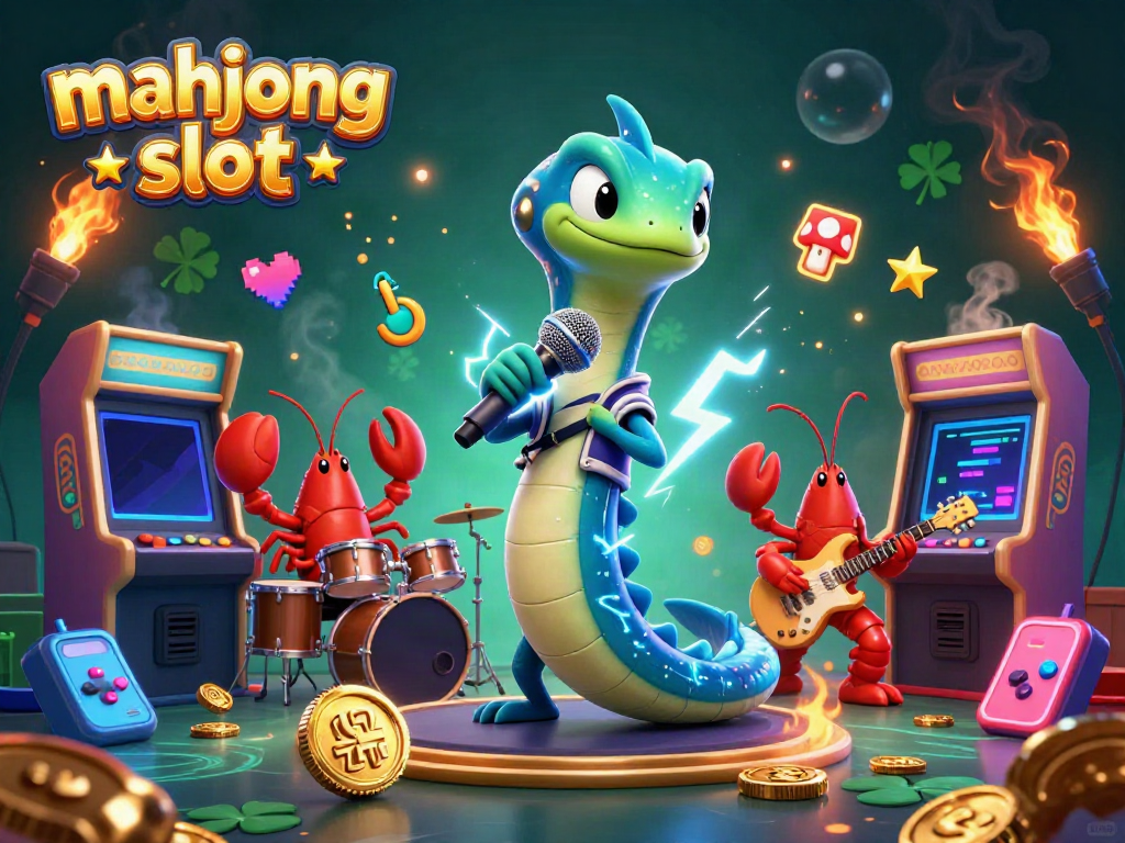 Enhance winning strategies in a lively mahjong slot casino scene featuring animated characters.