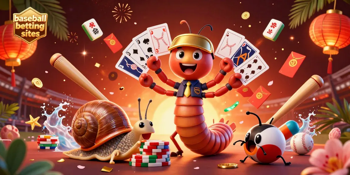Engage with baseball betting sites featuring vibrant casino-themed 3D characters and dynamic elements.