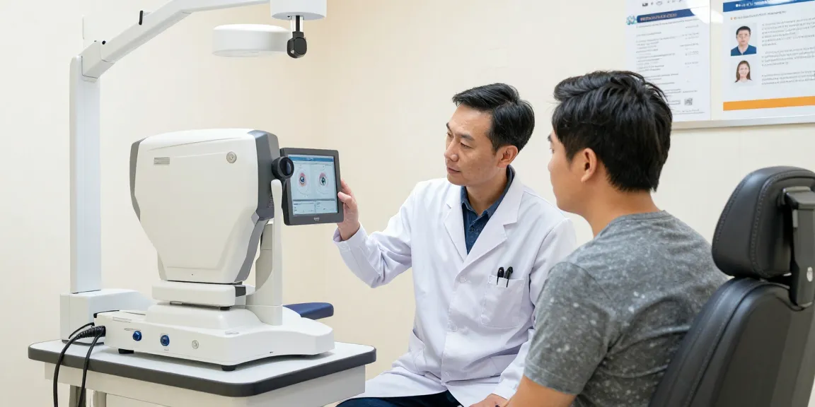 Consultation for SMILE laser vision correction in a modern eye clinic.