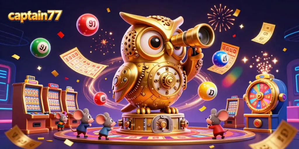 Enjoy thrilling gameplay with captain77 in this vibrant casino scene filled with exciting characters.