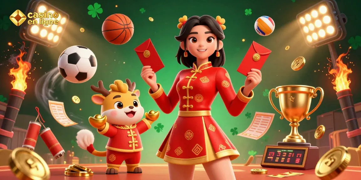 Engage in thrilling casino en ligne games with vibrant characters and festive elements.