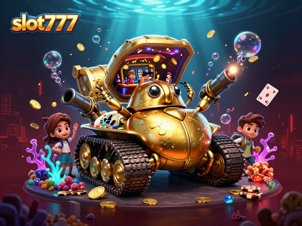 Experience thrilling jackpots with slot777 in a vibrant underwater casino scene.