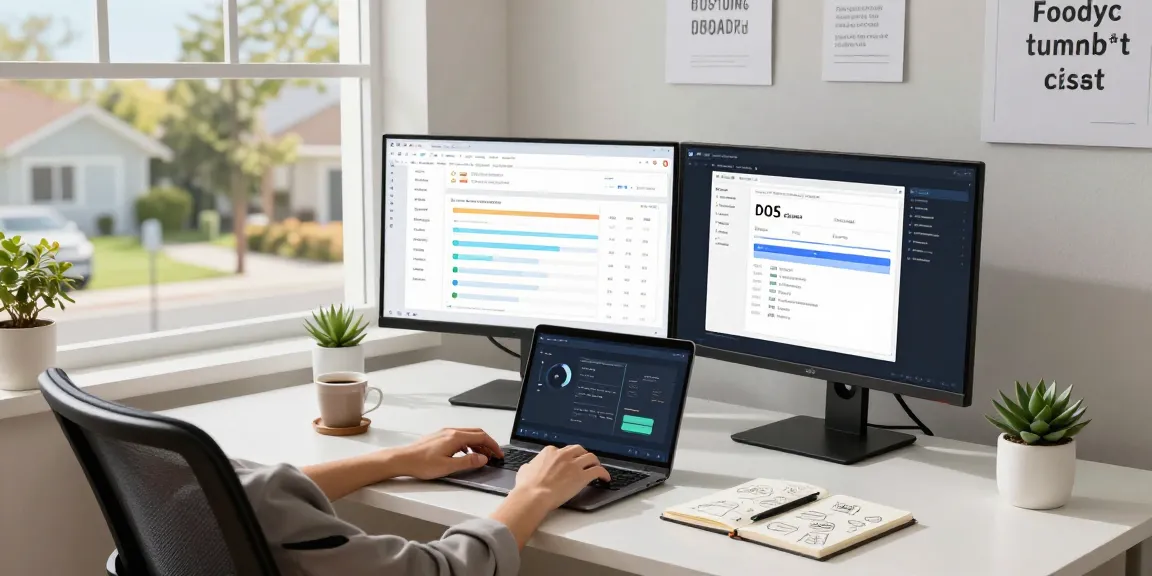 Professional workspace featuring AI productivity tools on monitors, inspiring a productive work environment.