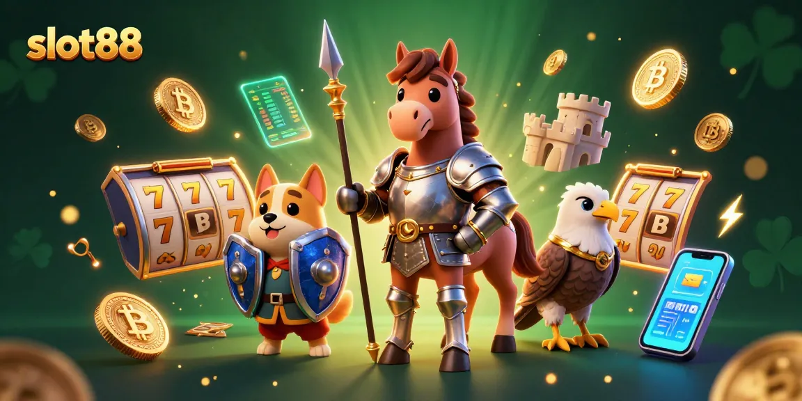 Engage with slot88 action in a vibrant 3D casino illustration filled with dynamic gaming elements.
