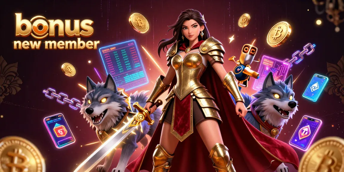Engage with exciting bonus new member offers in this vivid casino-themed illustration.