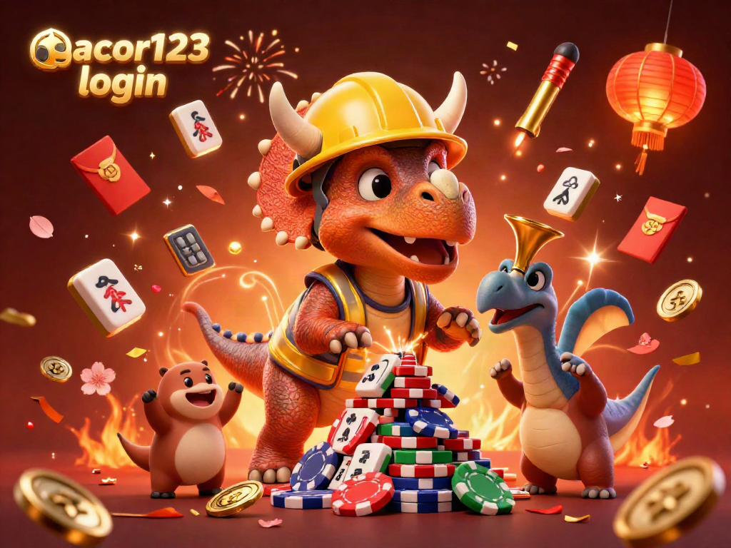 Engage with gacor123 login for an exciting casino experience featuring a festive 3D scene.