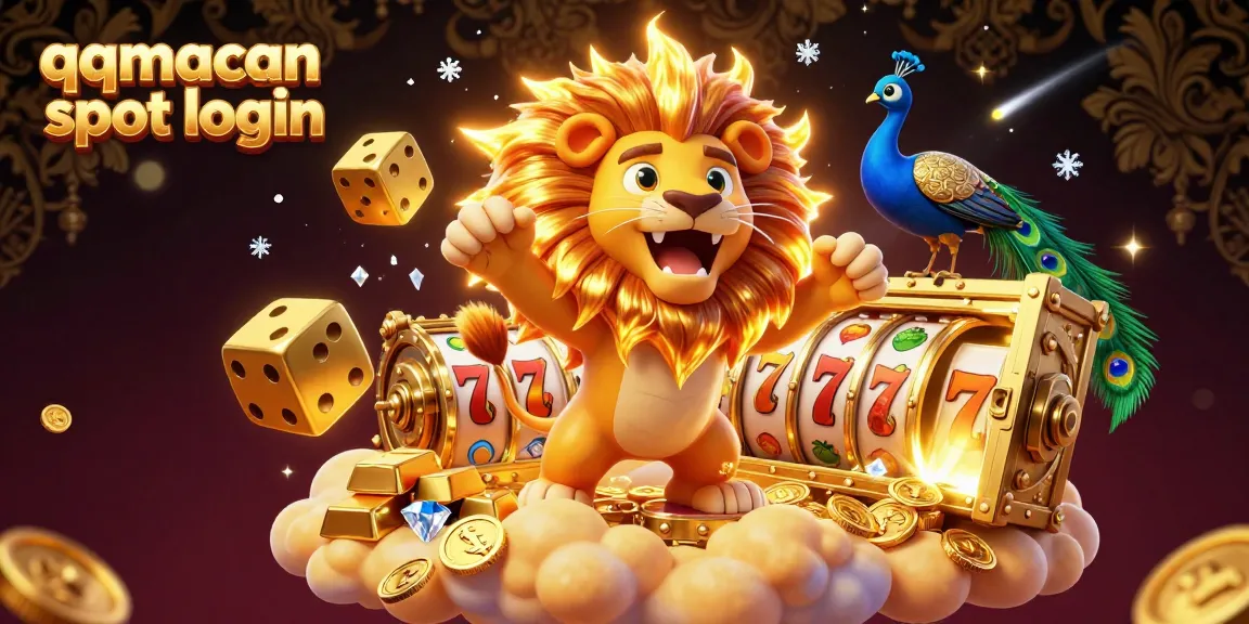 Experience big wins with qqmacan slot login in this vibrant casino scene featuring dynamic slot elements.