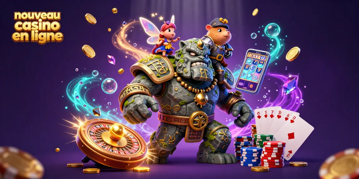 Découvrez le nouveau casino en ligne avec un golem de pierre et un chevalier hamster dans un monde magique.