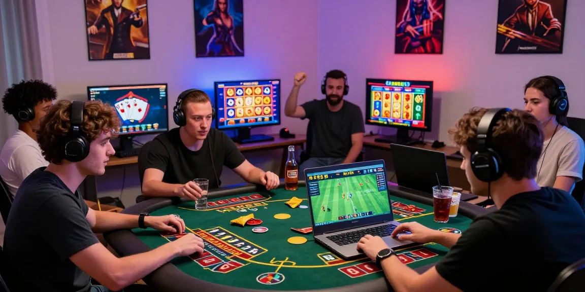 Players enjoying the situs hero138 gaming platform, celebrating wins in a vibrant home gaming environment.