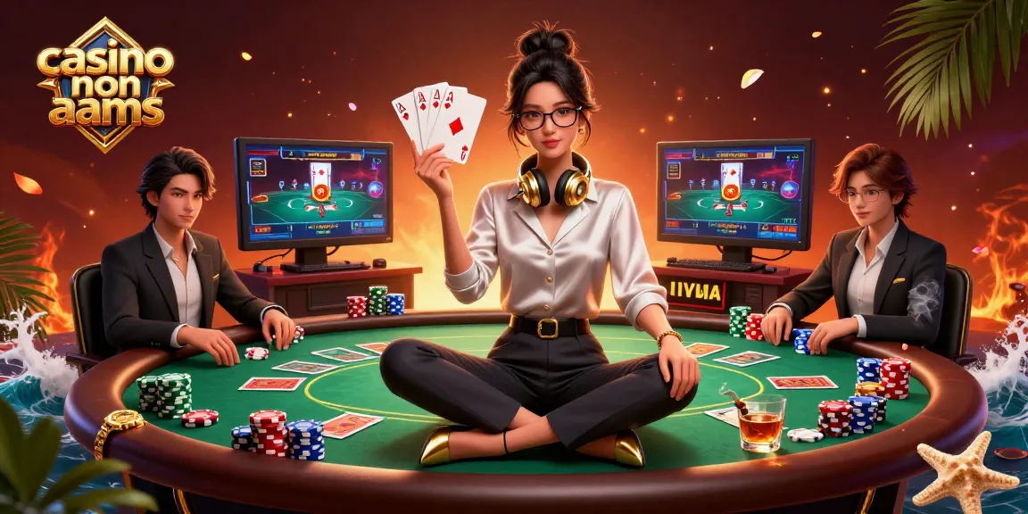 Gioca a giochi entusiasmanti nei casino non aams con un giocatore professionista che si gode un setup di poker.