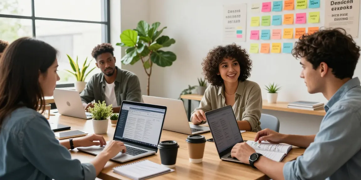 Read more on our blog showcasing a vibrant collaborative workspace with diverse creators brainstorming content ideas.