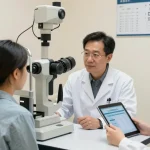 Eye care consultation at SNU Eye Clinic focusing on icl 医療費控除 計算 in a professional setting.